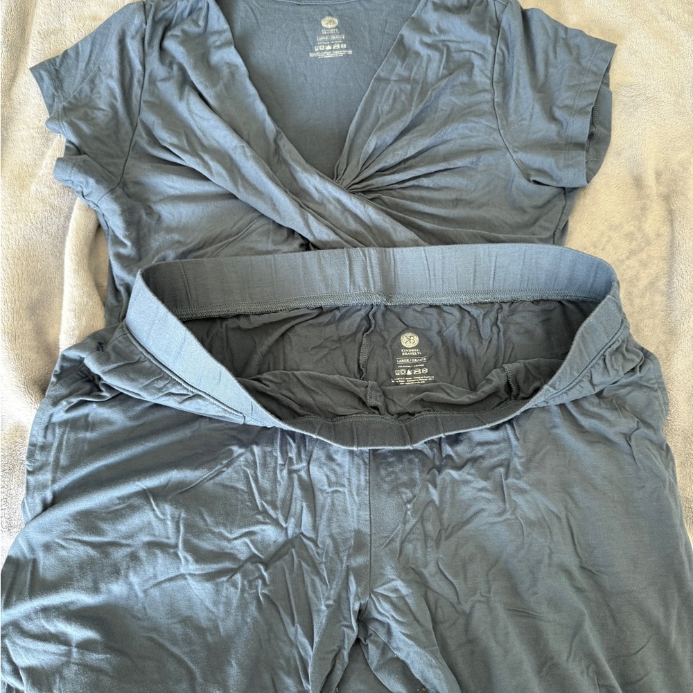 Kindred Bravely slate blue nursing pj’s